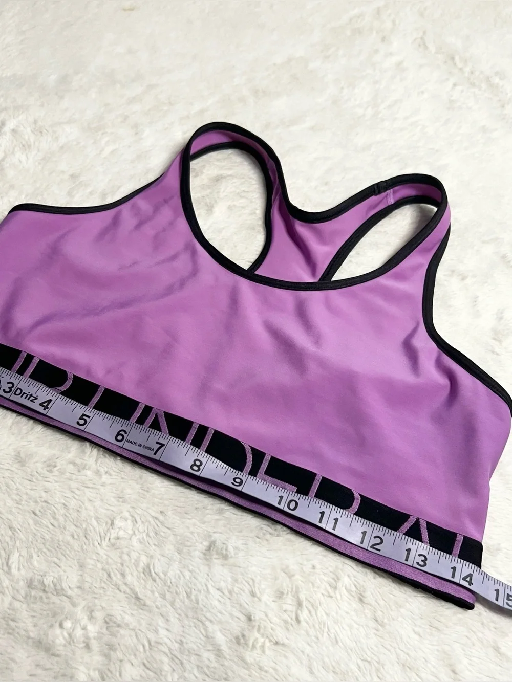 Under Armour Lavender Purple Racerback Black Logo Trim Sports Bra Size Large